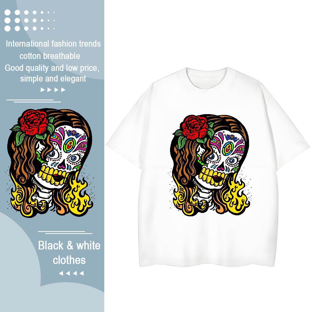 Soft T-Shirts 100% Cotton 230g flower Street Casual Custom Print Oversized Breathable Short Sleeve Men Tshirts 2024 Designer Clothes