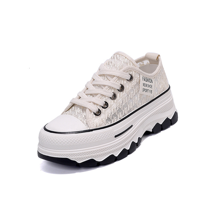 Ddmysports Thick Soled Sponge Cake Canvas For Women S Summer New Niche Design Breathable And Versatile Casual Small Whiteboard Shoes OUTDOOR