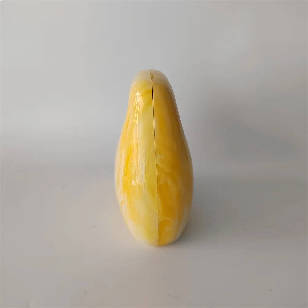 Womens Yellow White Marble y Acrylic Luggage Handbag Evening Clutch Wallet Cross Body Bag Wedding Party Beach 240823