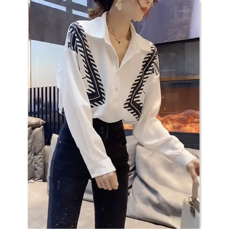 Spring Woman Clothes Long Sleeve Shirt Chic Ins Turn-down Collar Casual Korean Fashion Loose French Romantic Style Elegant Trend 240823
