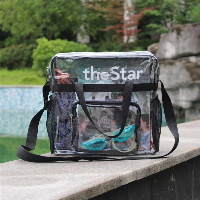 Portable PVC Transparent Shoulder Crossbody Bag Tote Satchel Handbag for Women Lady Large Capacity Clear Bag Shopping Handbag 250103