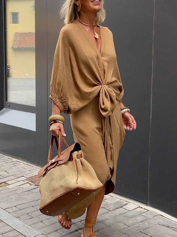 Drauuing Batwing Sleeve Blouse Slim Skirt Sets Summer Women Office Solid Skirt Matching Suit Casual Skirt Two Piece Set Vestidos 240823