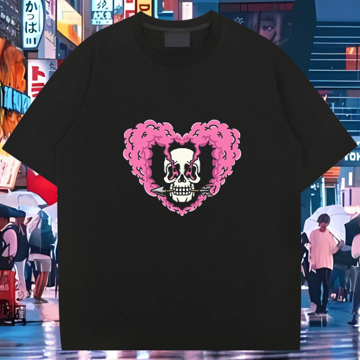 TOP Quality T Shirts Men 230g Pure Cotton skull Summer Casual Oversized 4XL Breathable Crew Neck Tshirts Free Shipping Tops Tees