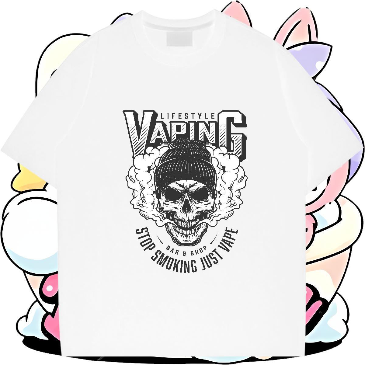 Classic T shirt 230g 100% Cotton skull Outdoor DIY Printed Short Sleeve O-Neck Tshirt for Man Woman New Designer Tees Shirts