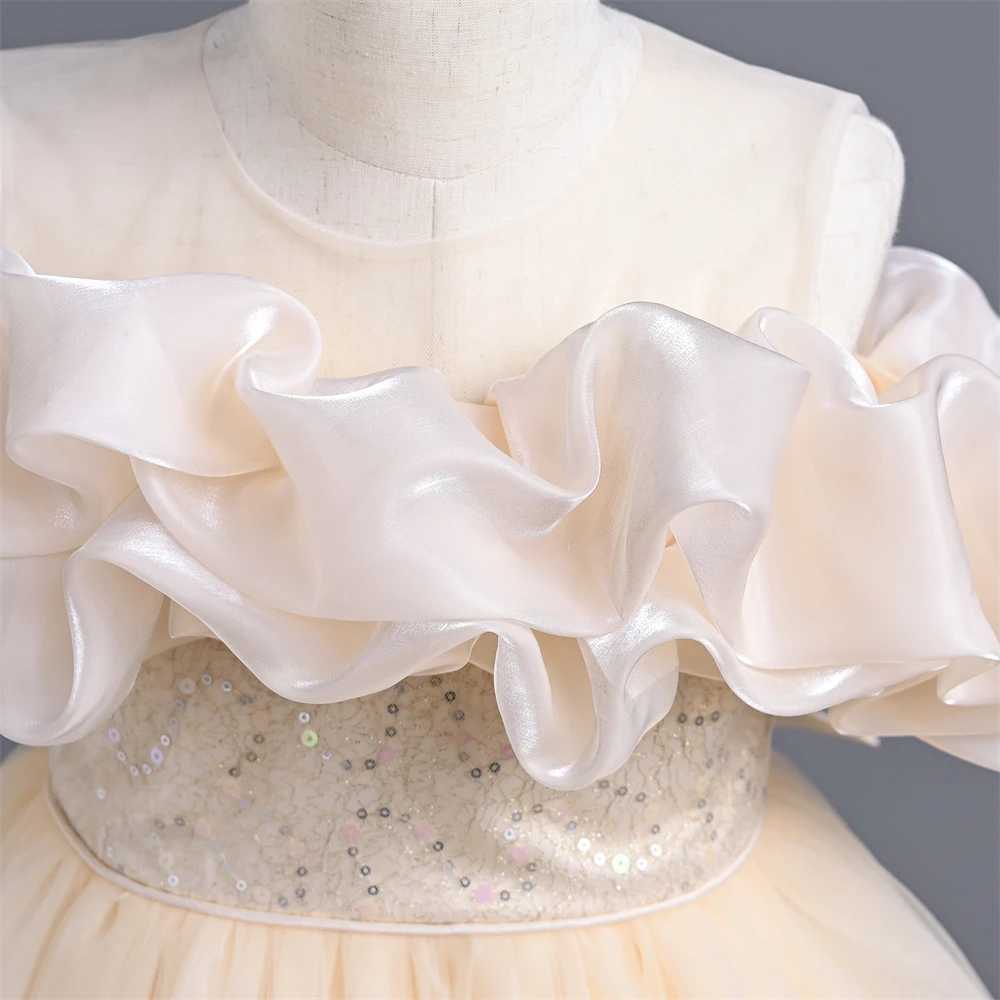 Yoliyolei Elegant Girl Birthday Party Dress Shiny Satin Princess Bride Maid Flower Girl Wedding Dress Childrens Formal Dress W240823