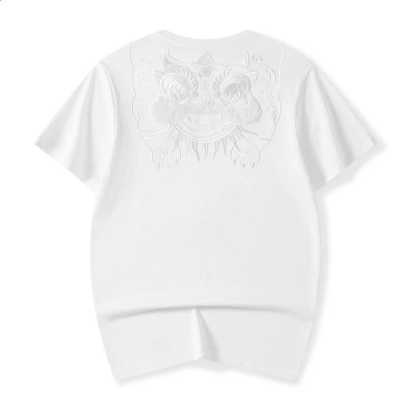 Lion Embroidery Y2K Tshirt Top Cotton Seam Extra Large Mens Summer Street Clothing 240822