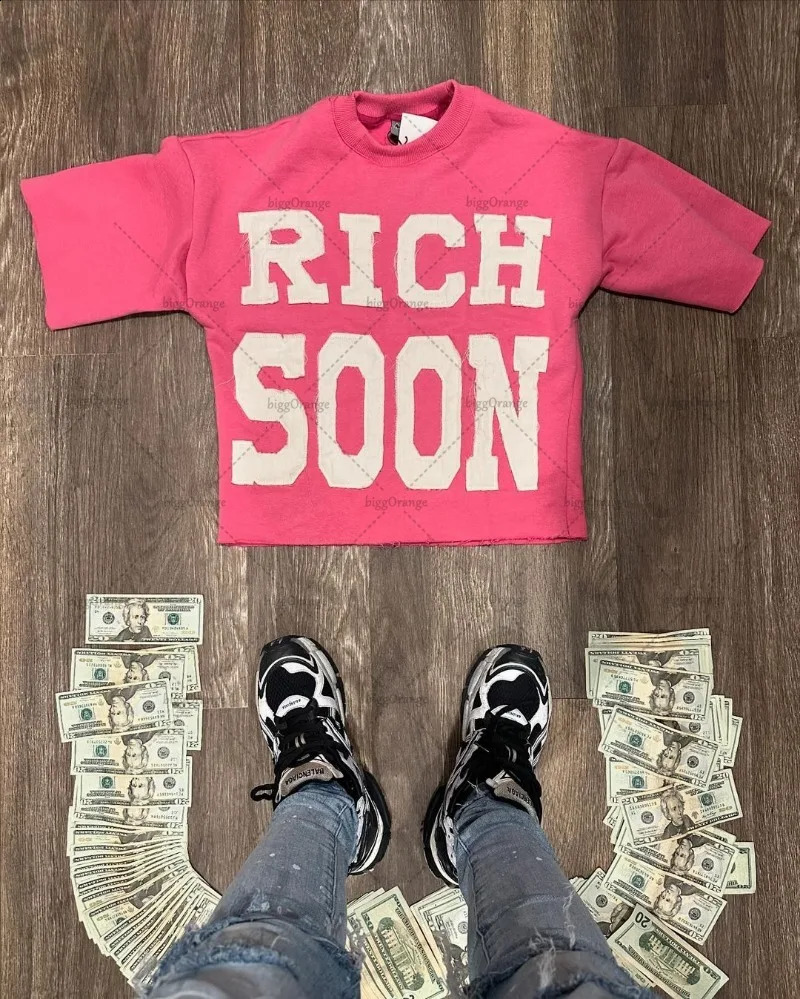 Street Trend Clothing Hip Hop American Color Printed Oversized Tshirt Y2K Harajuku Retro Casual Loose Mens Top 240822