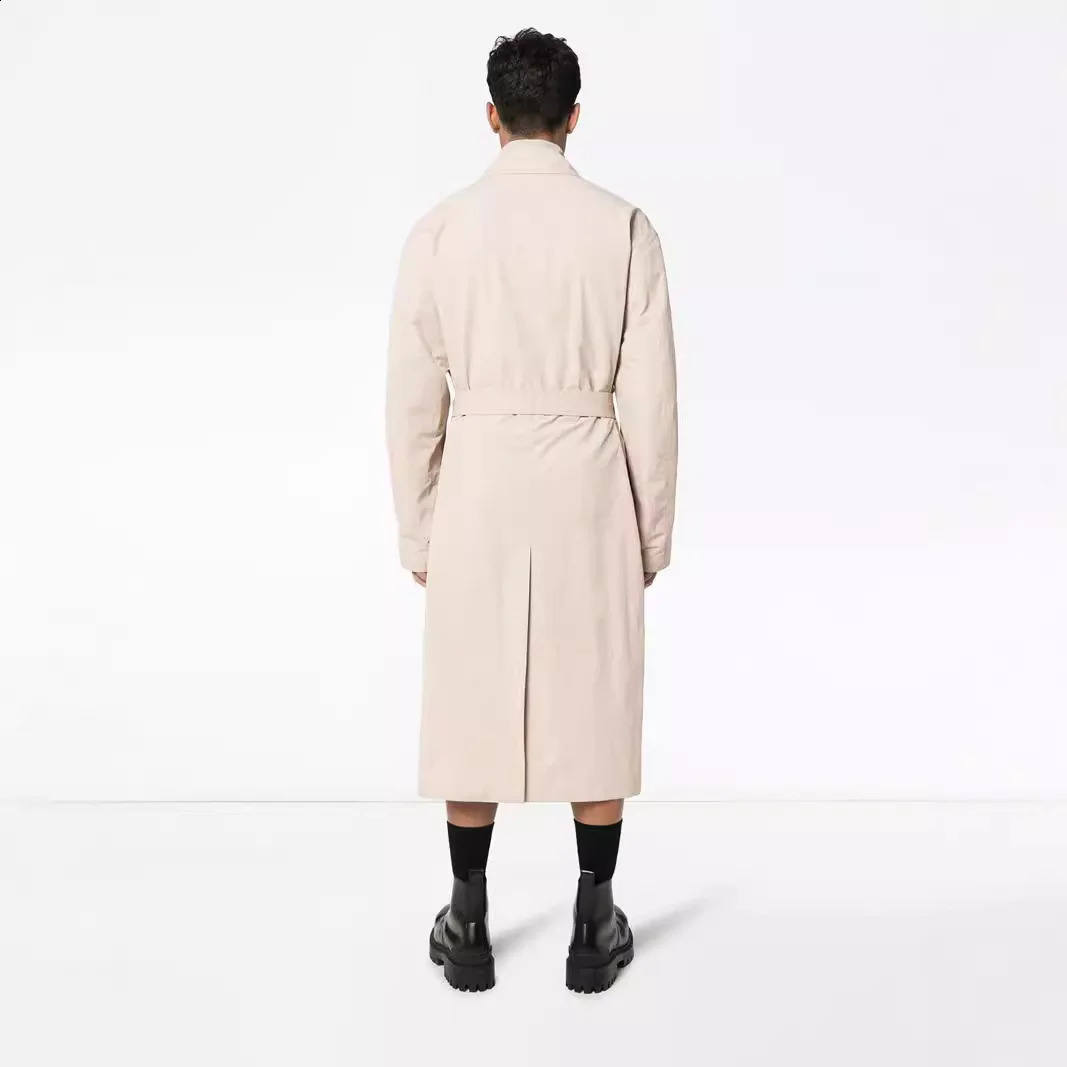 Autumn England Style Long Trench Men Cotton Solid Turn Down Collar Windbreaker Coats Male Smart Casual Single Breasted Outwear 240822