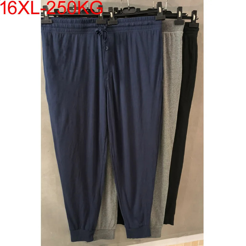 Spring Summer Men Pants Trousers Stretch Elasticity Plus Size 16XL 15XL Loose Large Size Men Classic Black Casual Pants 250KG 240822