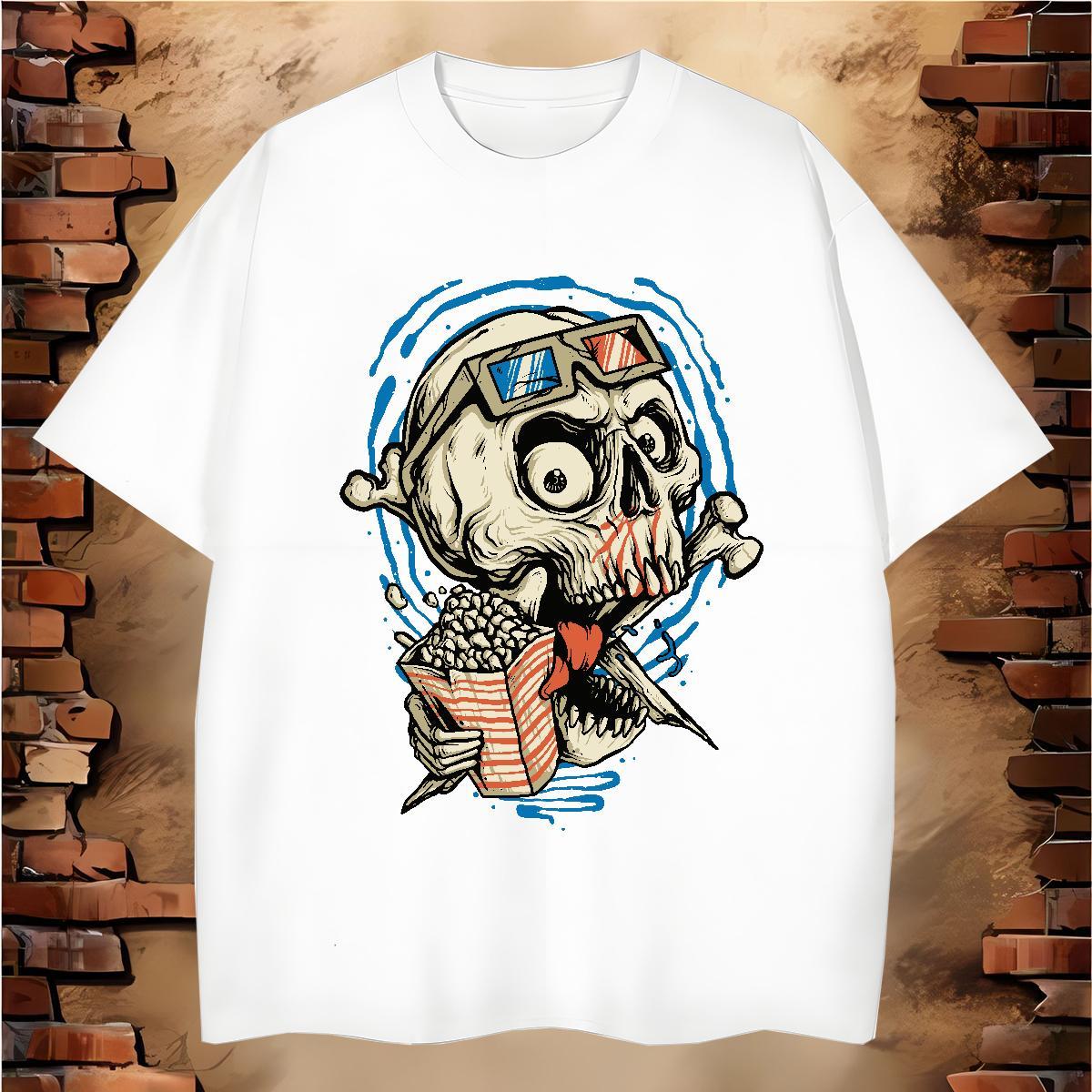 Cool Design T-Shirts for Men 100% Cotton 230g skull Casual Daily Wear Custom Print Plus Size Short Sleeve O-Neck Mens Tshirts Free Shipping Tops Tees