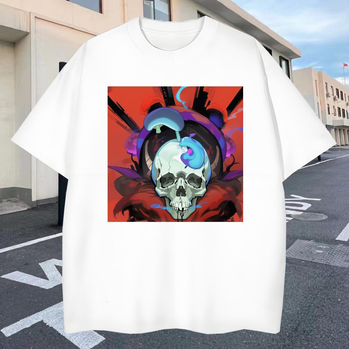 Unisex T shirt 100% Cotton 230g skull Street White Plus Size Round Neck Short Sleeve Couples T Shirts Fashion Casual Clothes