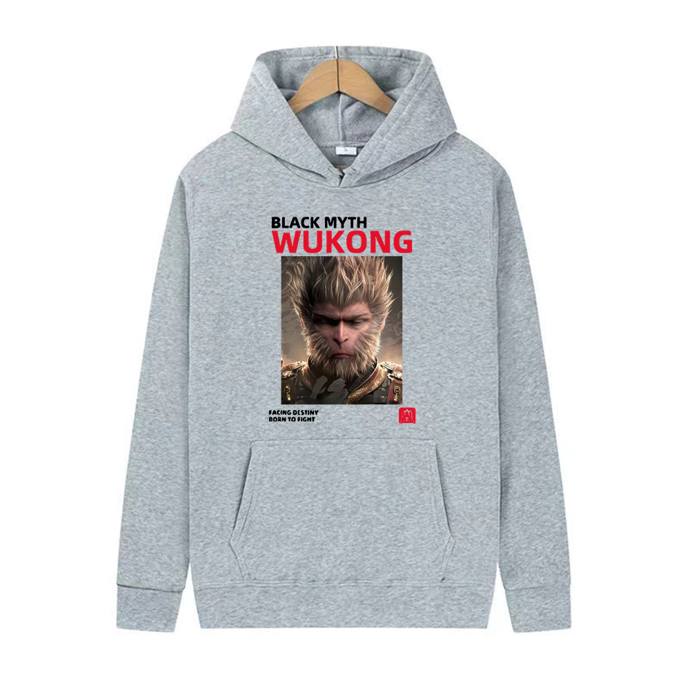 Black Myth Wukong Fashion Trend Printed Top Sports Loose Casual Hoodie Hoodie Long Sleeves
