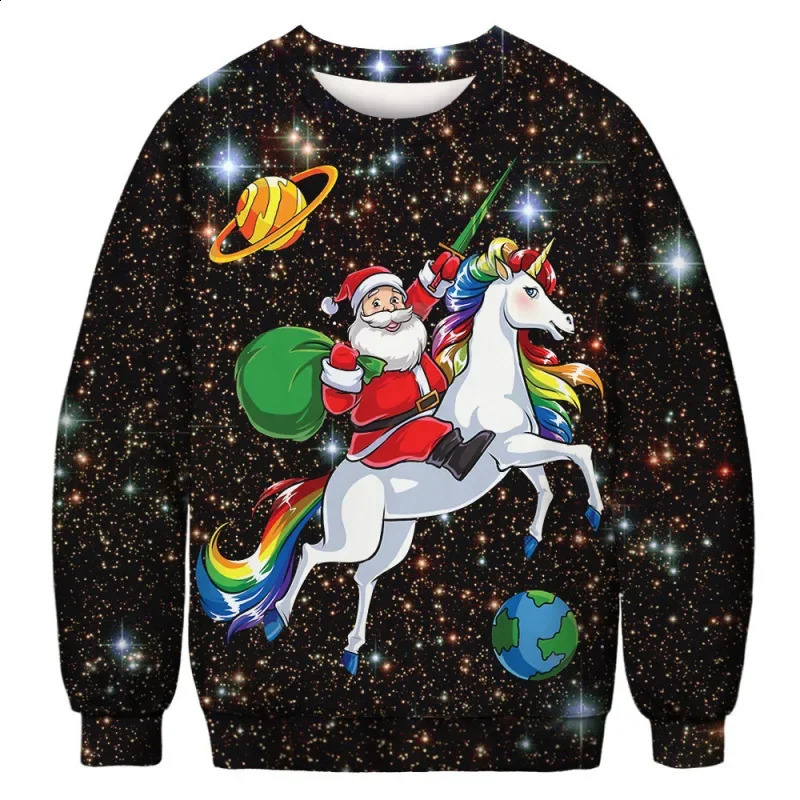 3D Digital Printing Abdominal Muscle Mens Christmas Unisex Bottom Sweater Casual Loose Large Fashion Versatile Pullover 240823