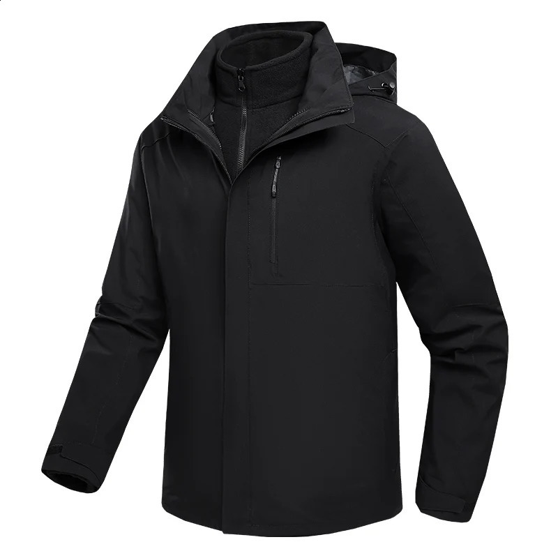Warm winter jacket windproof waterproof zipper hooded Parka mens twopiece set 3in1 240822