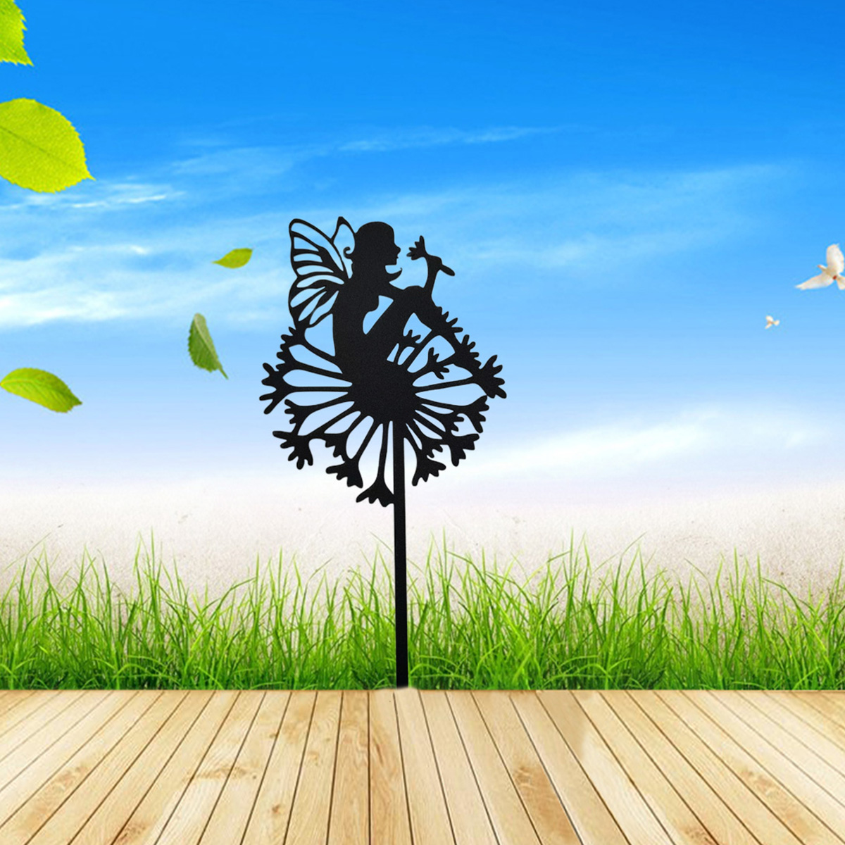 Fairy Garden Metal Stake Fairy Silhouette Fairy Statue Iron Crafts Decoration Yard Lawn Garden Outdoor Decoration Garden Ground Plugs