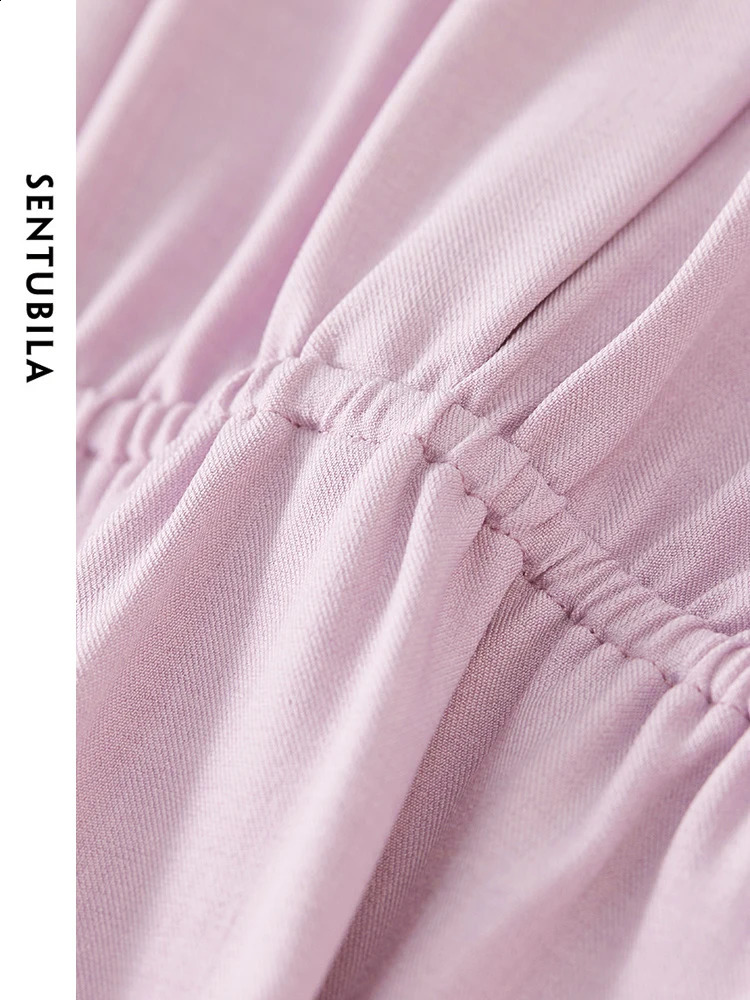 SENTUBILA Batwing Sleeve Shirt Dress for Women Autumn Elegant Fashion Elastic Waist Button Down Midi Dresses Lady 141L53441 240822