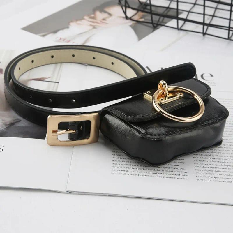 Waist Bags PU Leather Women Vintage Belt Bag Black Travel Purse Metal Buckle Belts Punk Square Heart Y2K Style Gothic Fanny Packs zhanyishengli
