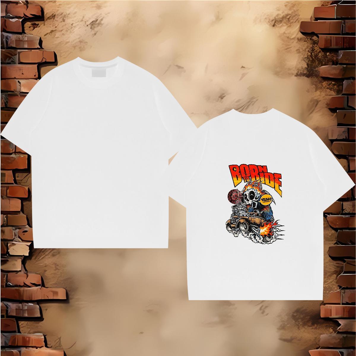 Loose Fit T Shirt For Man 230g Cotton skull Hip Hop Street Custom Printing Breathable Men Tees DIY Customized Top Tees