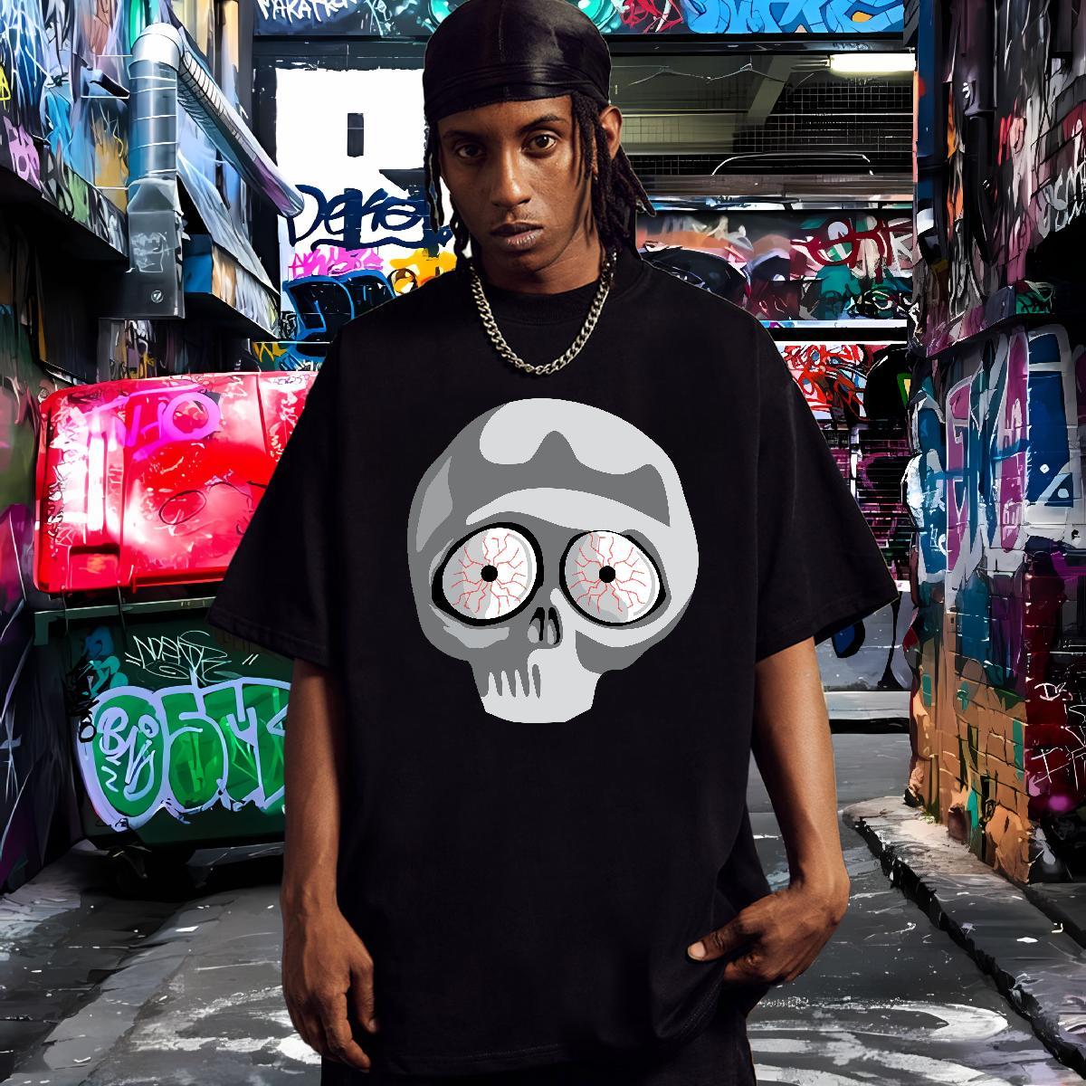 Loose Fit T-Shirts for Men 100% Cotton 230g skull Street Wear Custom Printing Breathable Short Sleeve Men Tees DIY Customized Top Tees