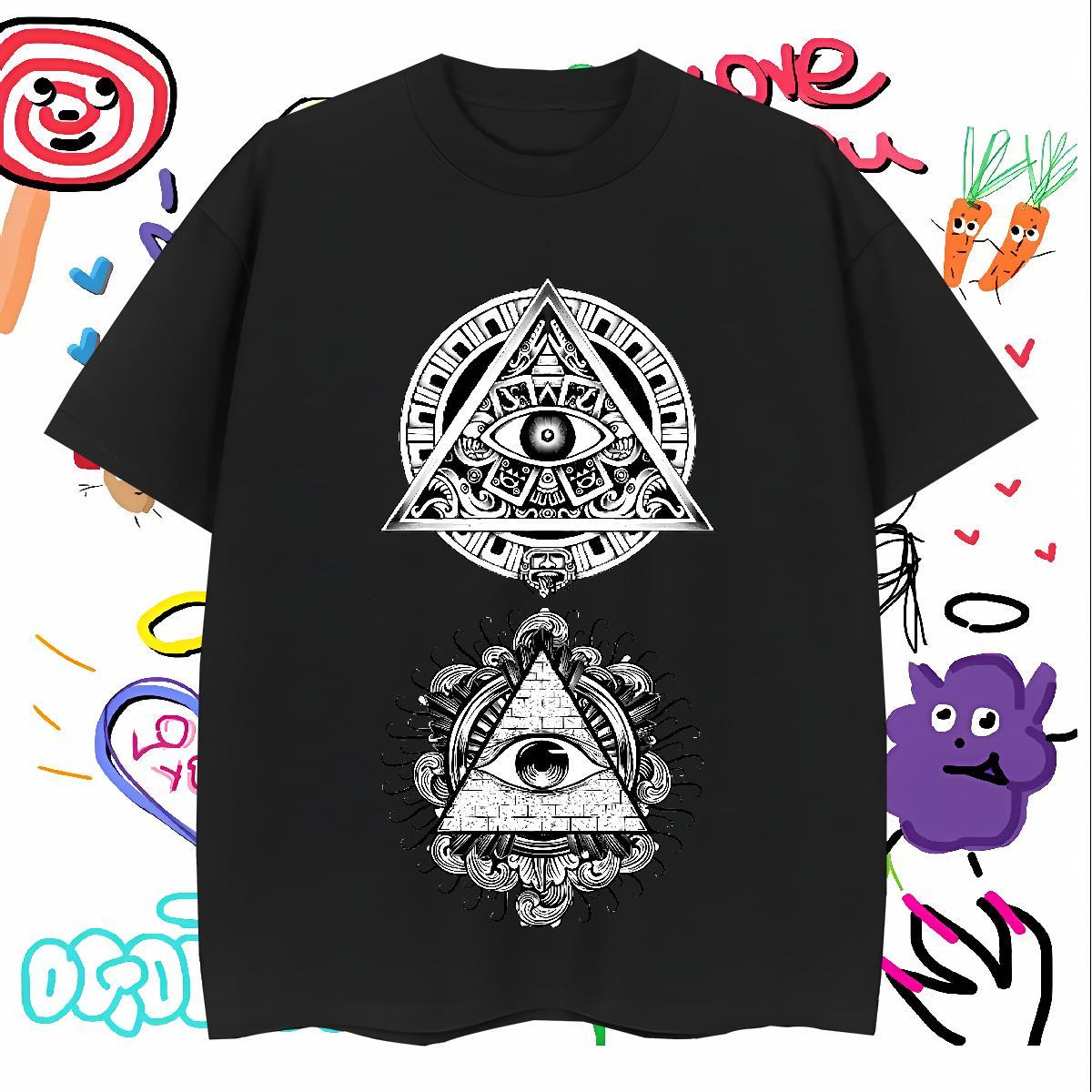 Wholesale T Shirt For Man 230g 100% Cotton eye of the devil High Street Hip Hop Customized Print Breathable Crew Neck Men Tees Designer Fashion Wear