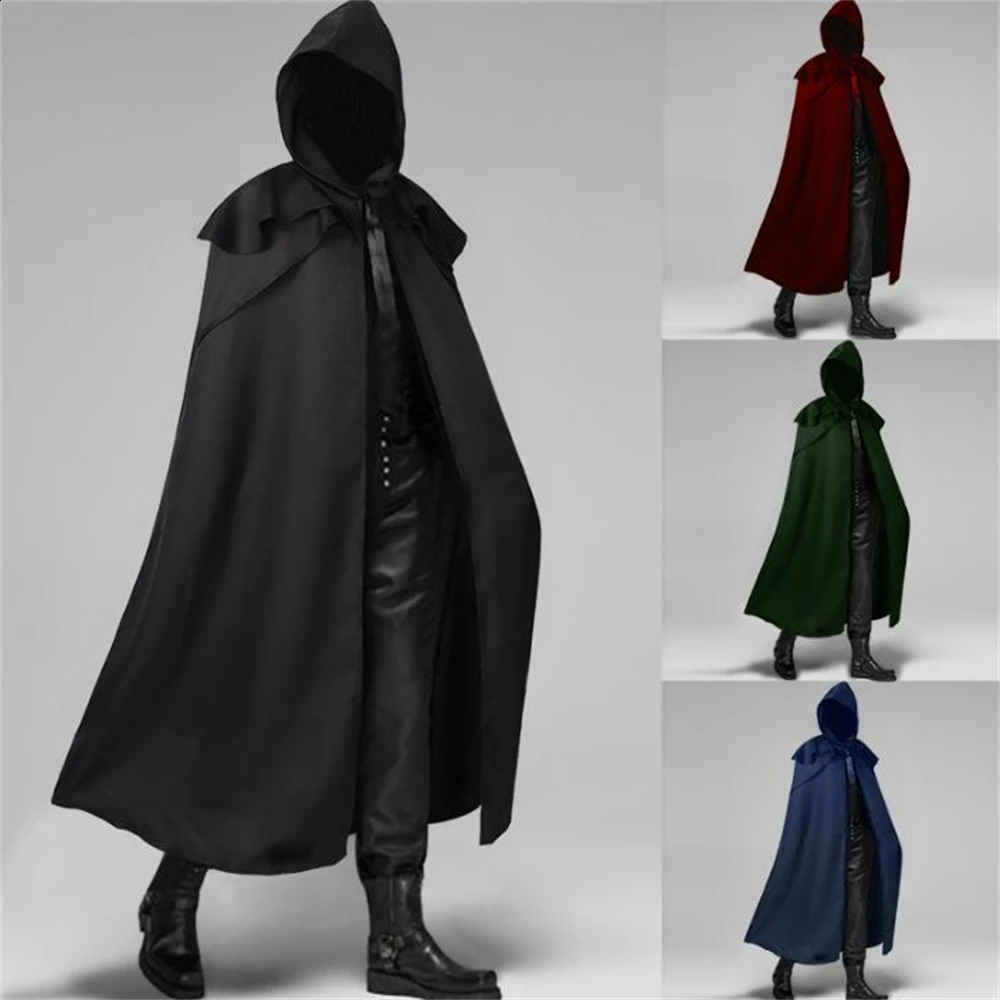 Cloak Coats Loose Windproof Winter Long Monk Outerwear Mens Robe Top Cosplay Male Hoodie Punk Capes Overcoat Robes 240822