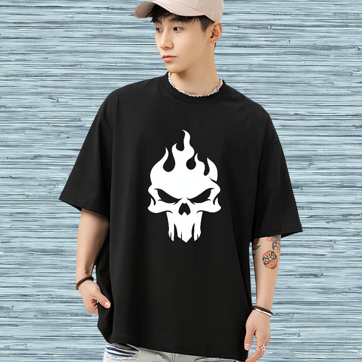 Popular T shirt 100% Cotton 230g skull Sports Casual DIY Pure Cotton Mens Tshirts Designer Tees