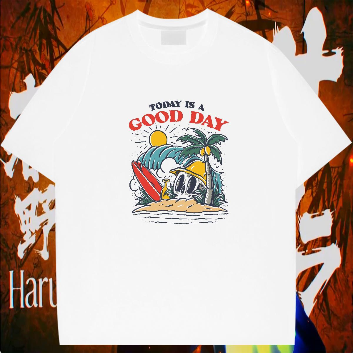 Cool Men T Shirts 230g Cotton skull Sport Graphic Pure Cotton Men Tops Tees Fashion Design Clothes