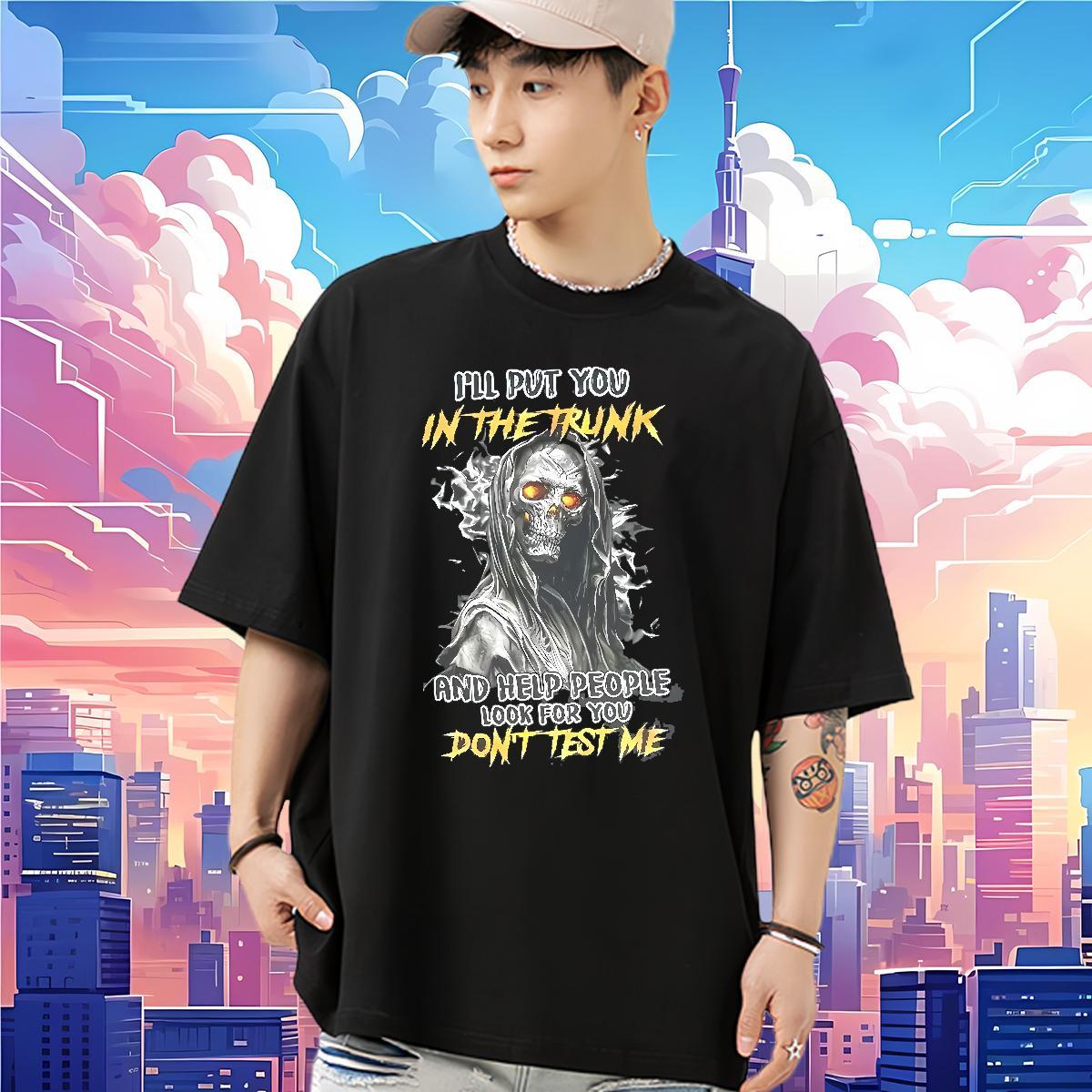 Brand T-Shirts for Men 230g Pure Cotton skull Spring Summer Floral Print Short Sleeve Soft Couples T Shirts Fashion Tops Tees