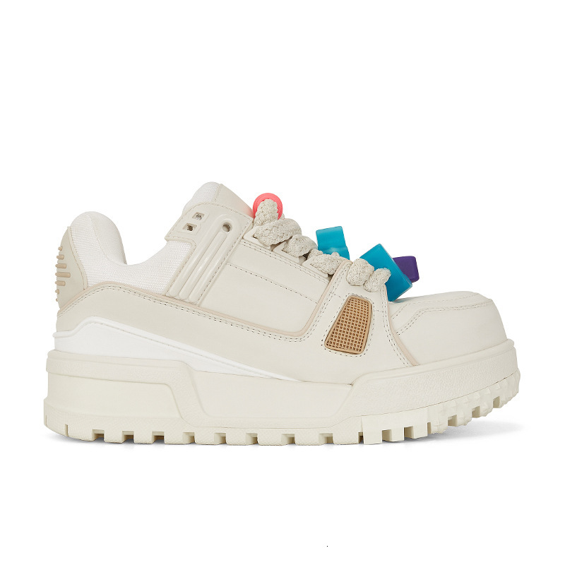 Ddmysports Cowhide Version Su Yinyin S Same Style White Women Thick Soled Height Increasing Chubby Bread Shoes Casual Versatile Board OUTDOOR