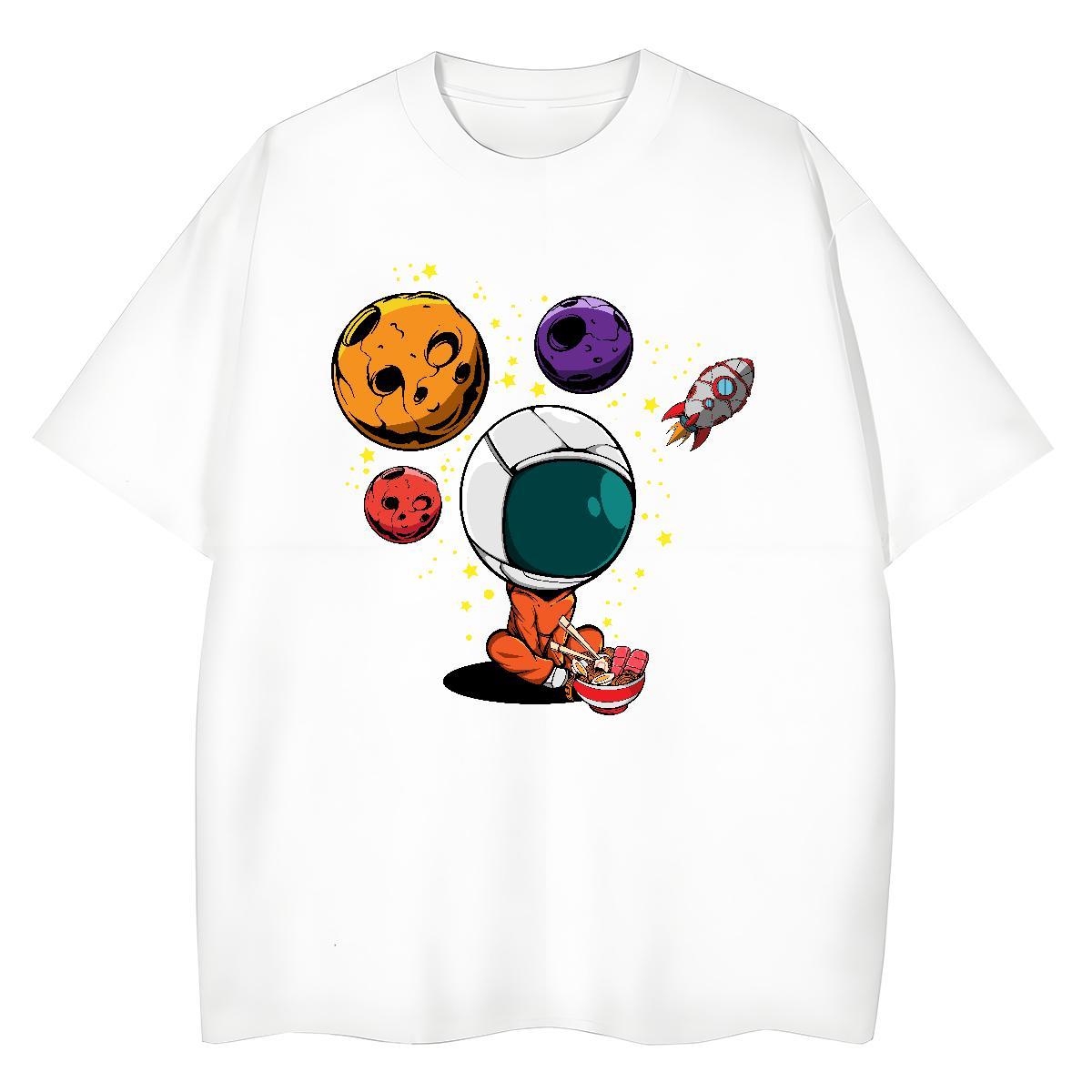 Popular Women Tees 100% Cotton 230g cosmonaut Home Outdoor Women T Shirts Breathable Crew Neck Floral Print Wear