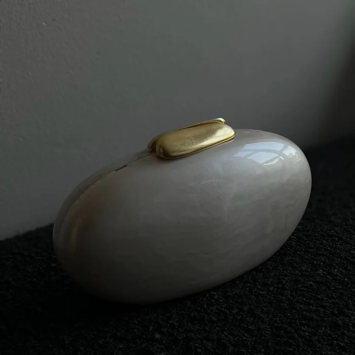 Egg shape Clutch Bag Acrylic purse women wedding evening dinner party cute ivory pearl color handbag summer 2024 240822ZYl