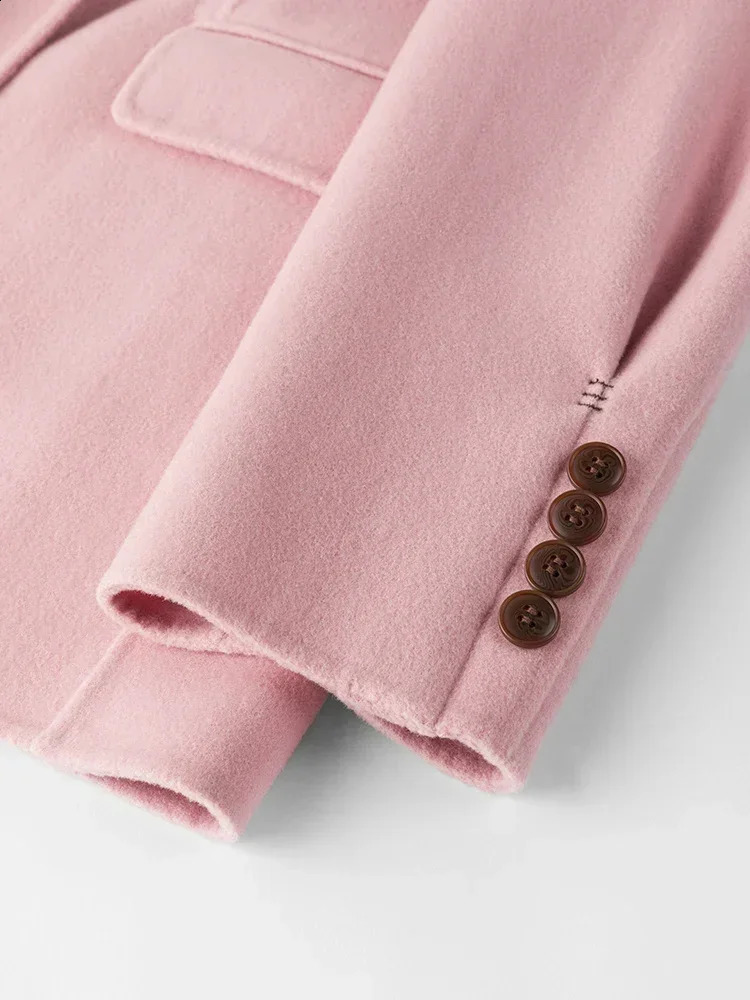 FSLE 100% Wool Style Short Blazer Double-sided Woolen Jackets Single-breasted Two-button Office Lady Simple Suit Coats 240822