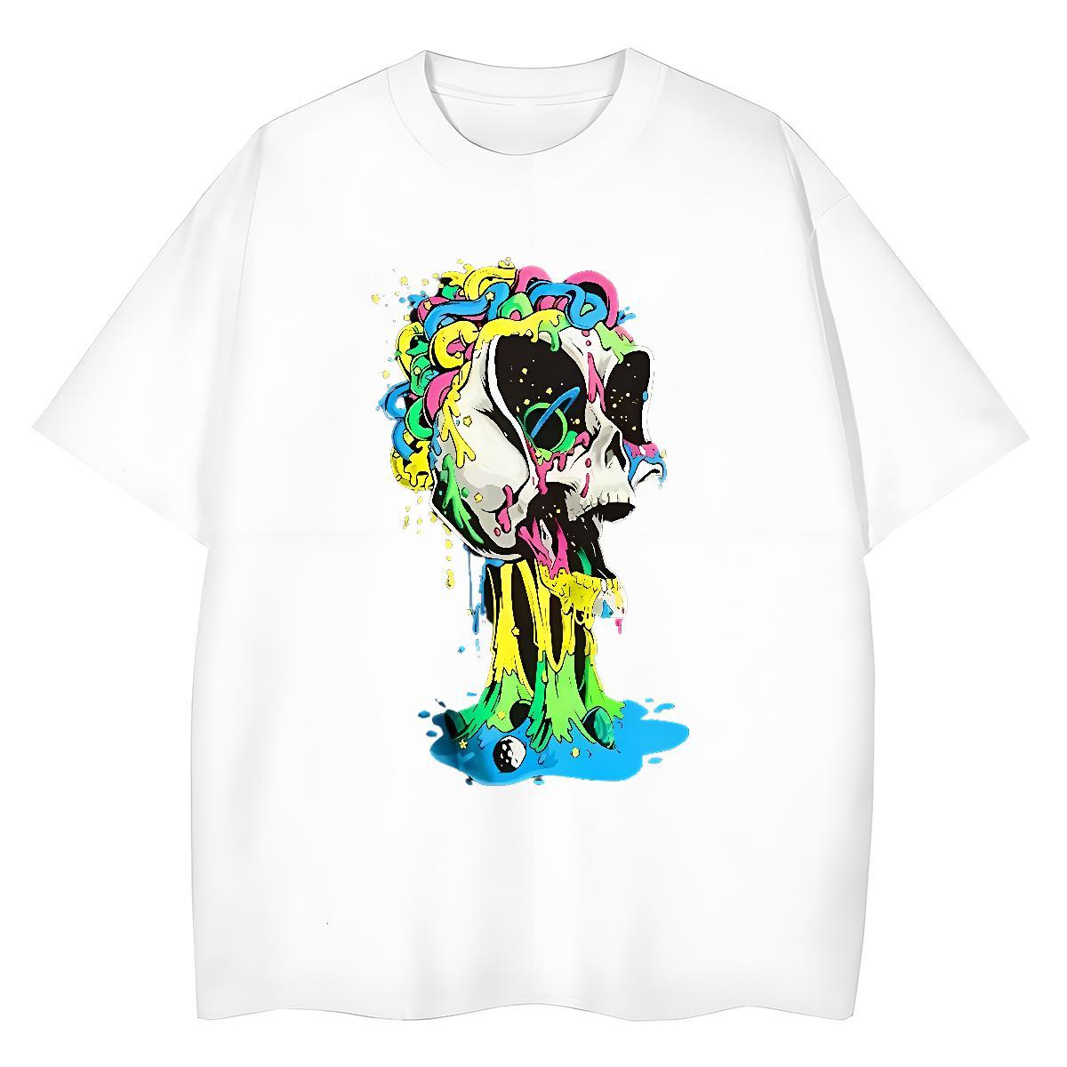 Brand T shirt 230g Pure Cotton skull Spring Summer Plus Size Custom O Neck Short Sleeves Tshirts 2024 Summer Polos