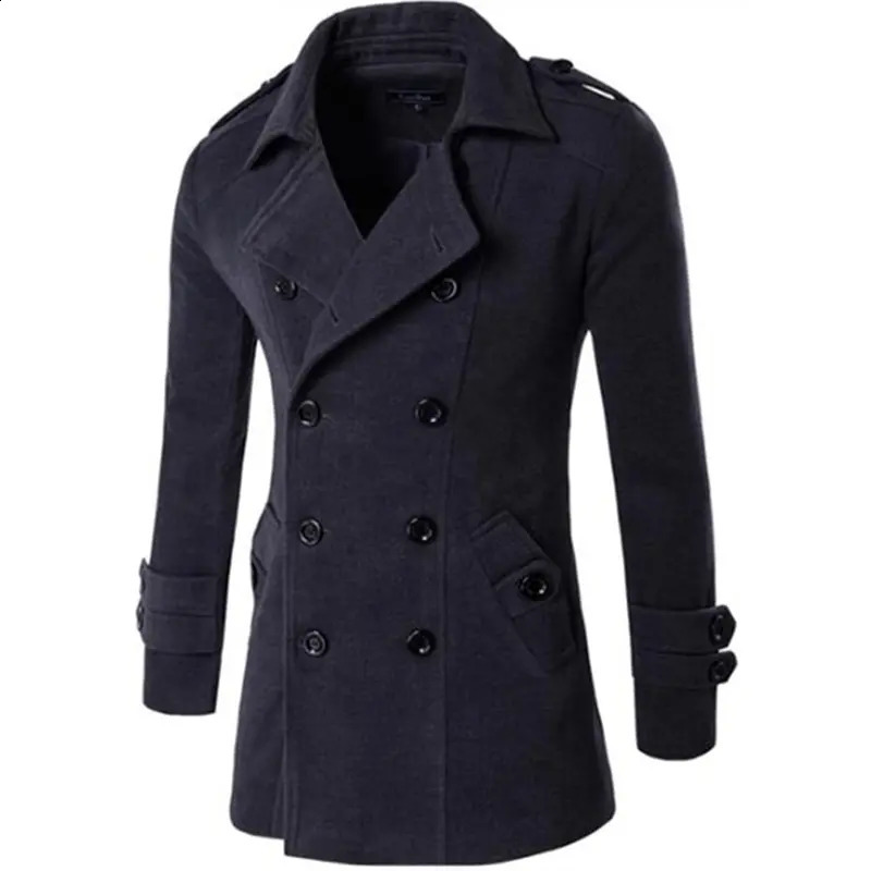 Men British Style Double Breasted Trench top Coat Mens Long trench Coat Masculino male Clothing Classic Drop Overcoat 240822