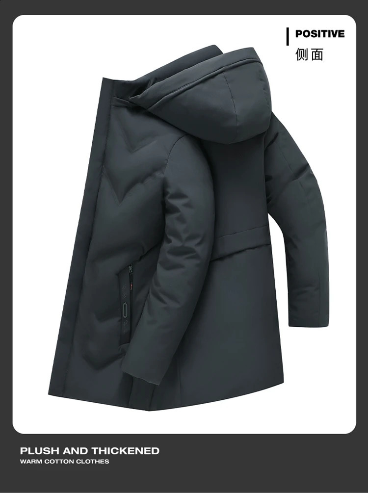 Winter windproof jacket fashionable long thick Parkas mens highquality fashion hooded casual 240822