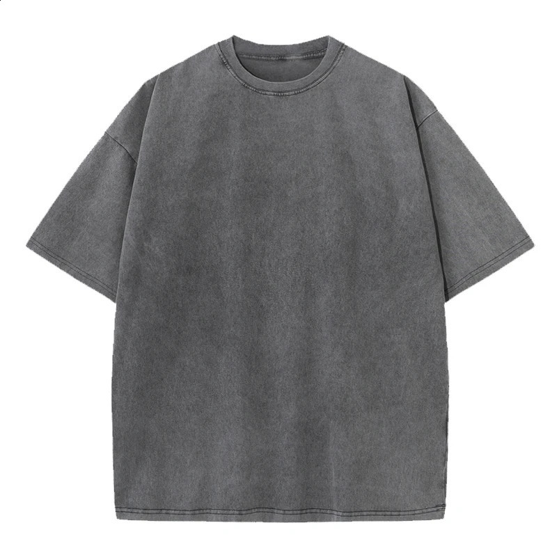 American mens Tshirt cotton loose crew collar oversized Y2k casual retro short sleeved w240822
