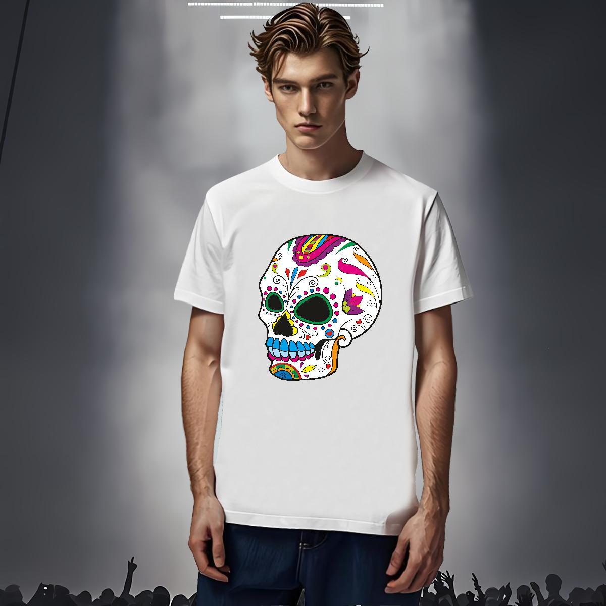 Cool Design Men T Shirts 230g 100% Cotton skull Home Outdoor Custom Print Plus Size Breathable Crew Neck Men Tees 2024 Summer Tshirts