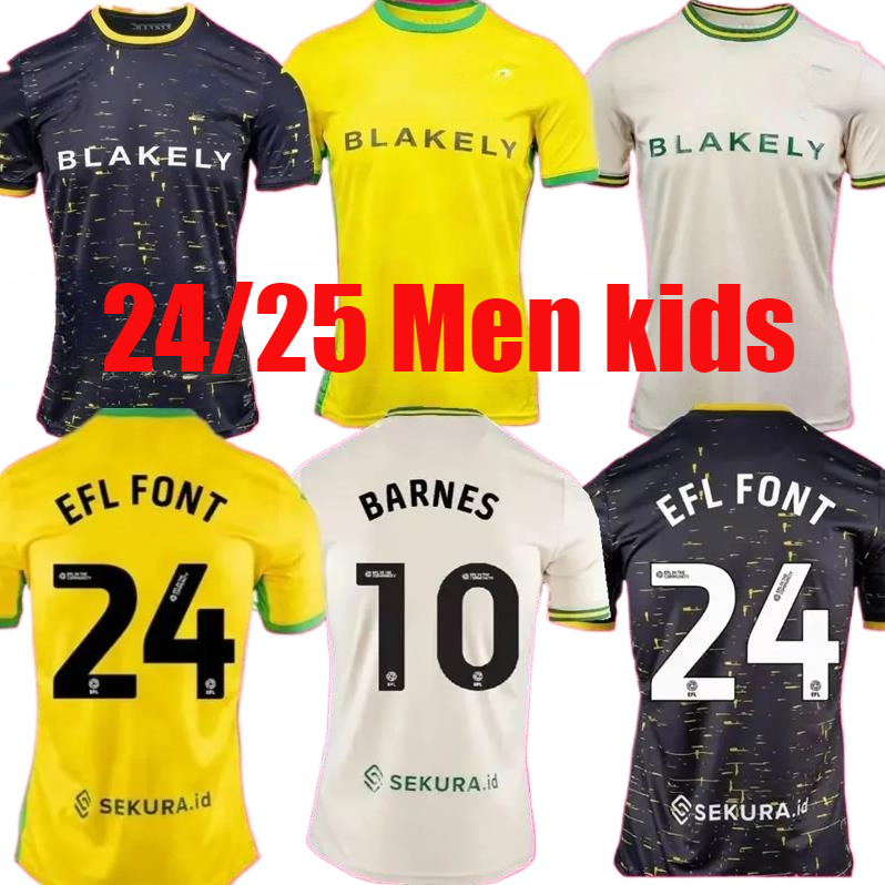 24 25 Norwich Soccer Jerseys CITY CISSOKO DALLINGA CASSERES Home Away Maillot De Foot 2024 Men Kits Football Shirts Uniforms KIDS KITS