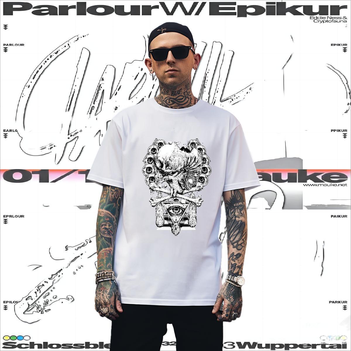Classic T Shirt For Man 230g Pure Cotton eye of the devil Beach Custom Print Oversized Crew Neck Mens Tshirts DIY Customized Tops Shirt