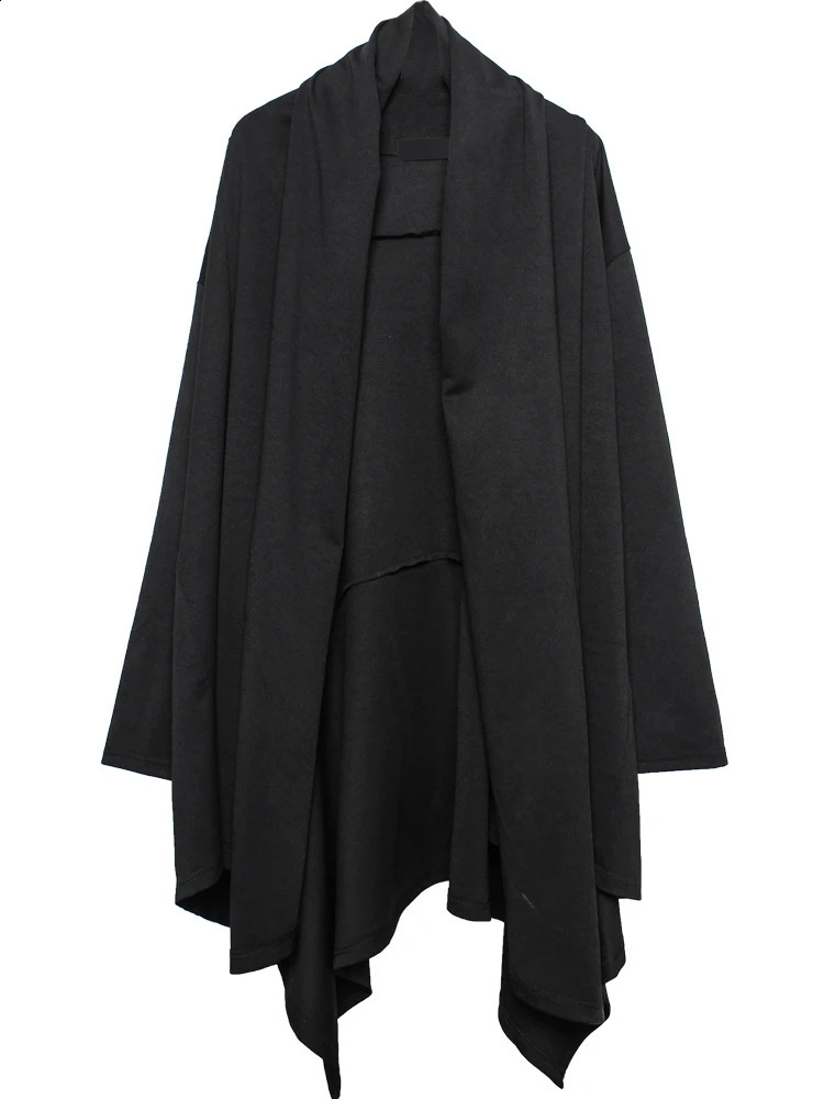 Irregular n Punk Hip Hop Trench Coat Techwear Long Jackets For Men Vintage Gothic Cloak Street Casual Cardigan 240822