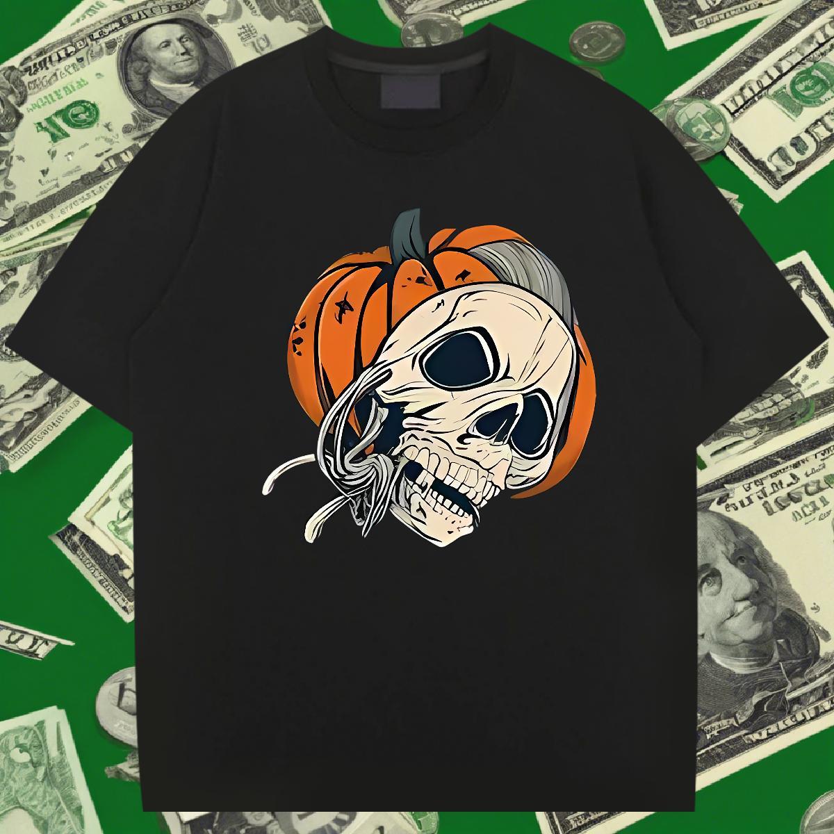 Cool T-Shirts 230g 100% Cotton halloween High Street Hip Hop Black White Breathable Short Sleeve Men Tops Tees DIY Tshirts