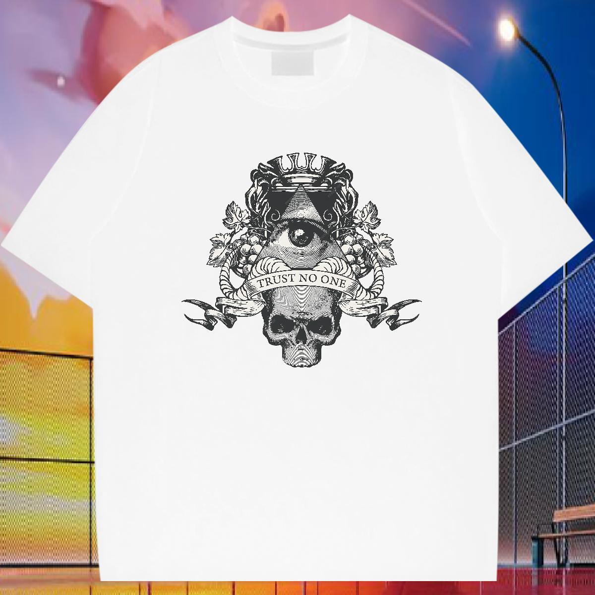 Wholesale T Shirts Men 100% Cotton 230g eye of the devil Casual Beach Floral Print Short Sleeve O-Neck Couples T Shirts DIY Top Tees