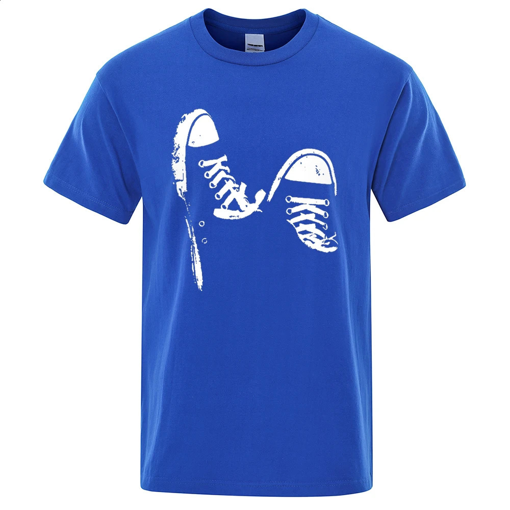 selling 100% pure cotton casual short sleeved ice skates mens summer breathable clothing Oneck oversized unisex 240822