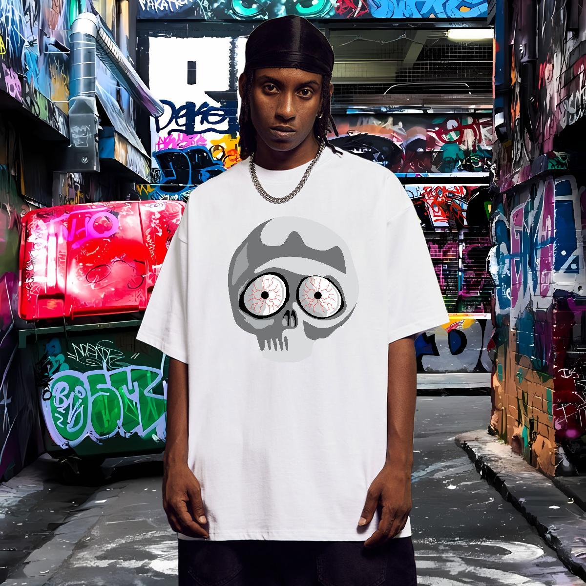 Loose Fit T-Shirts for Men 100% Cotton 230g skull Street Wear Custom Printing Breathable Short Sleeve Men Tees DIY Customized Top Tees