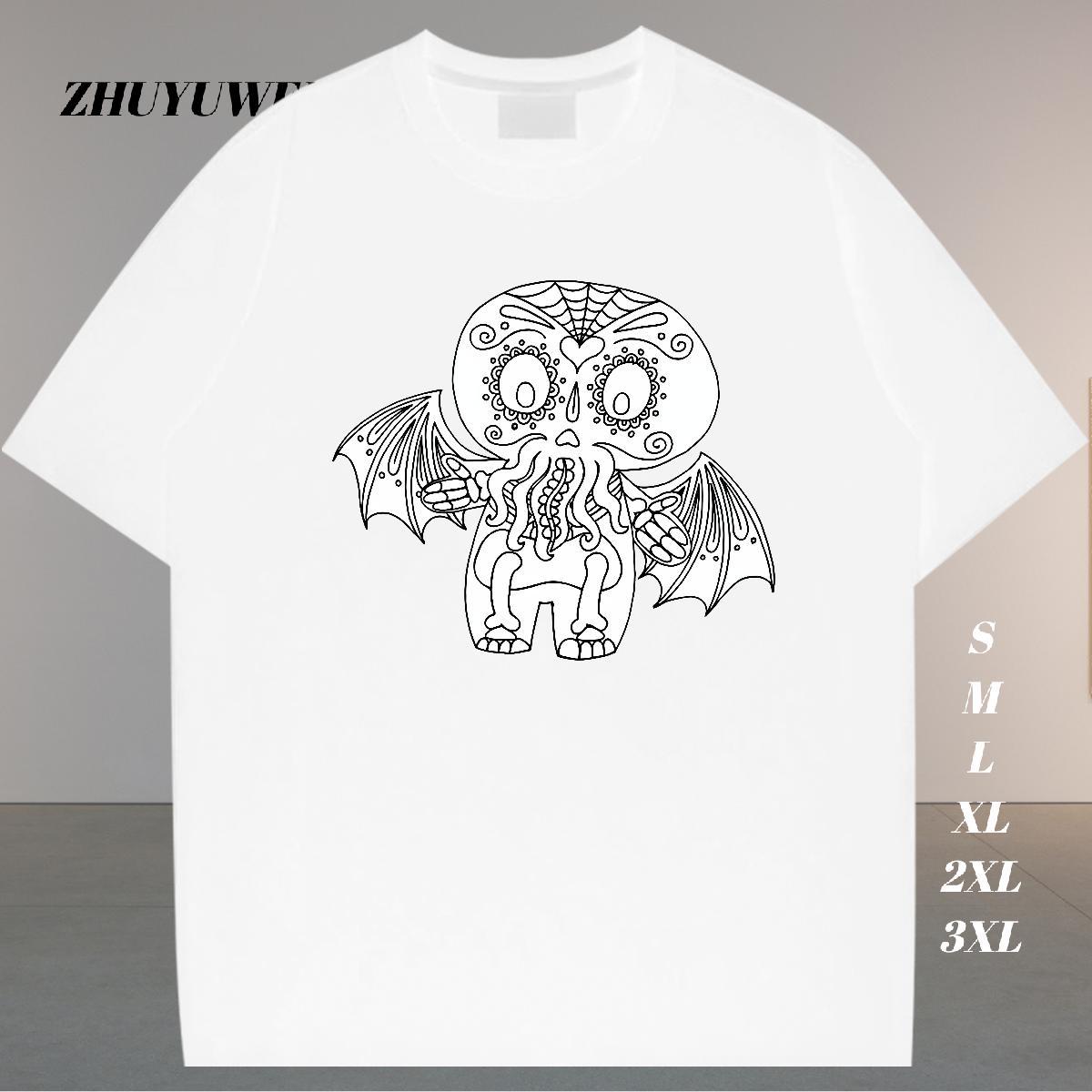 TOP Quality Man T Shirts 230g 100% Cotton skull Sport Cartoon Print Crew Neck Men Tees Customized Tshirts
