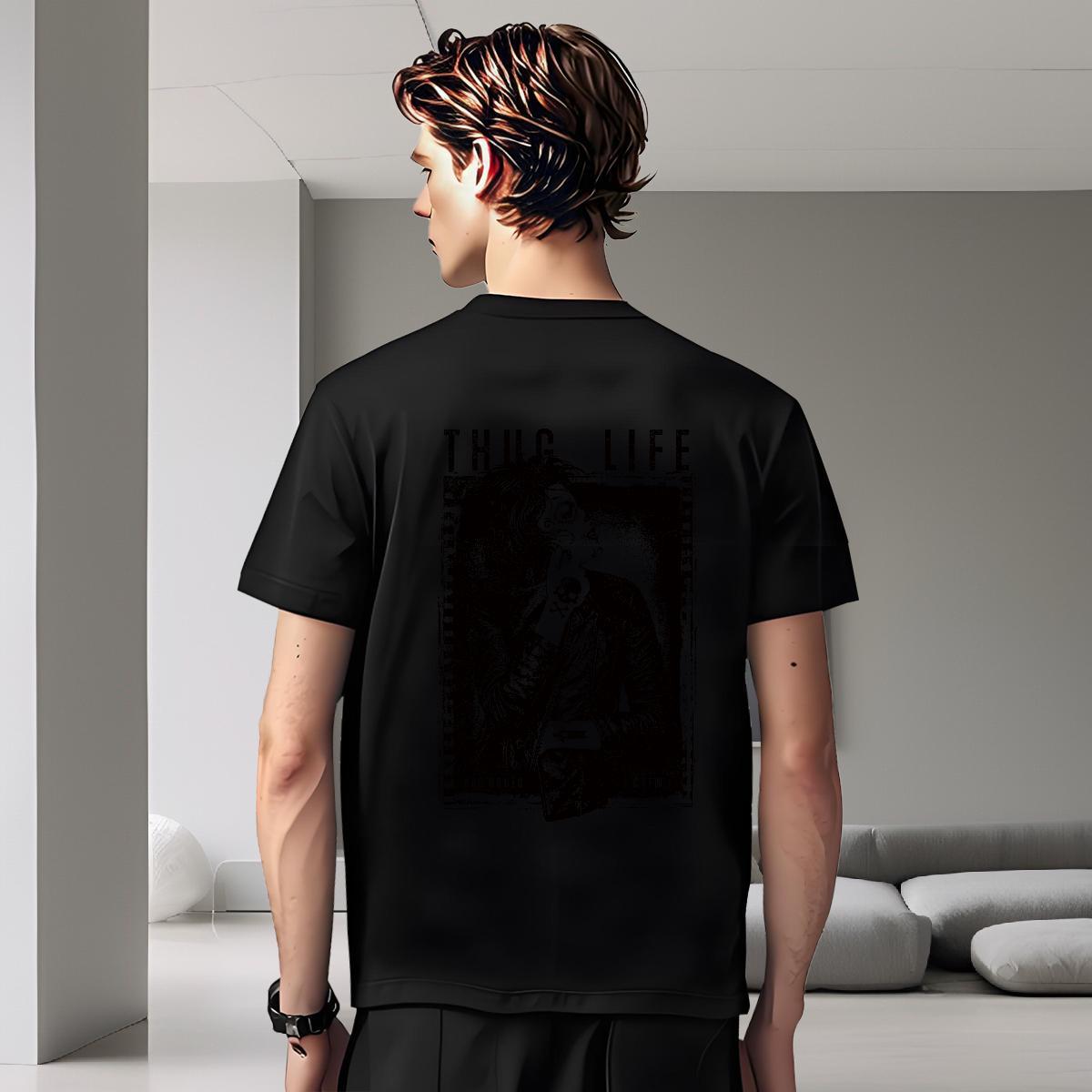 Loose Men T Shirts 230g Pure Cotton skull Street wear Hip Hop Custom Big Size O-Neck Short Sleeve Couples T Shirts New Arrival Clothes