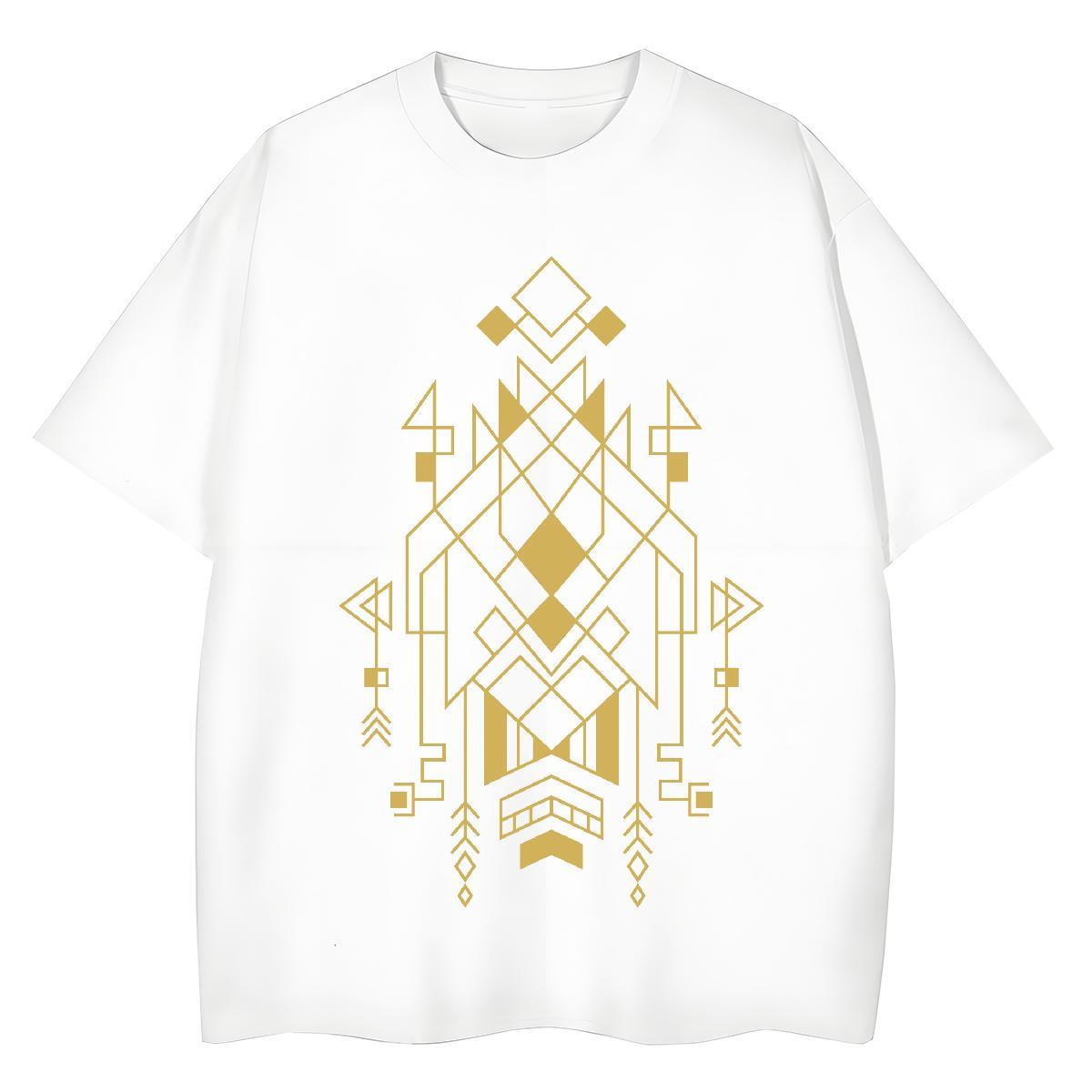 Lady Lady T shirt 100% Cotton 230g Geometric line High Street Hip Hop T Shirt For Woman Breathable Crew Neck Oversized L-4XL Tees