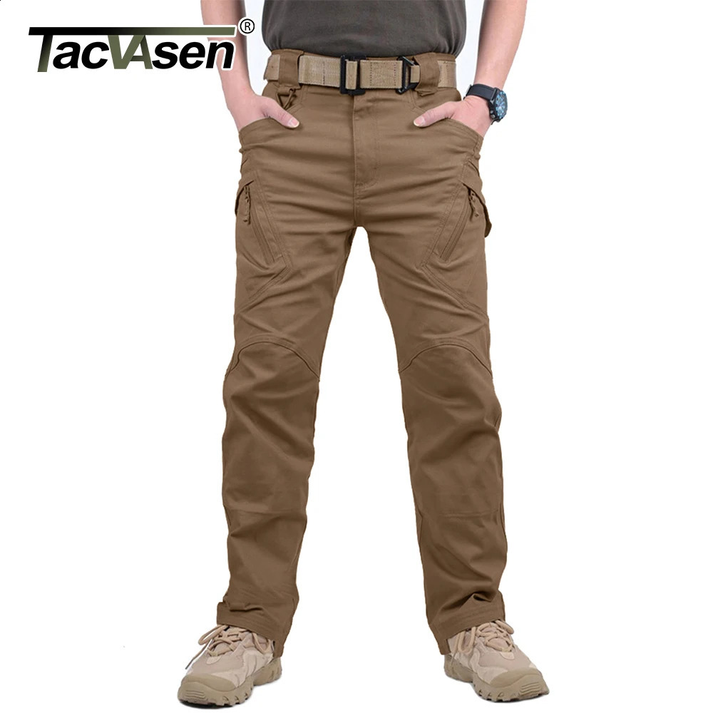TACVASEN IX9 City Cargo Pants Mens Multi Pockets Work Pants Cotton Stretch Casual Trousers Outdoor Training Hiking Pants Male 240810