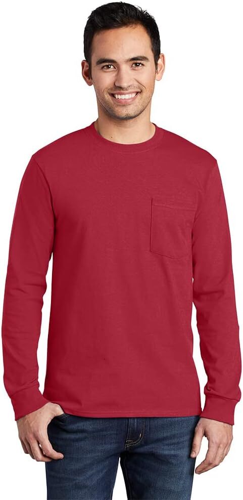 Long Sleeve Shirts for Men sweatshirt Mens Long Sleeve Essential T-shirt with Pocket T shirt Tee Streetwear Casual tops clothes