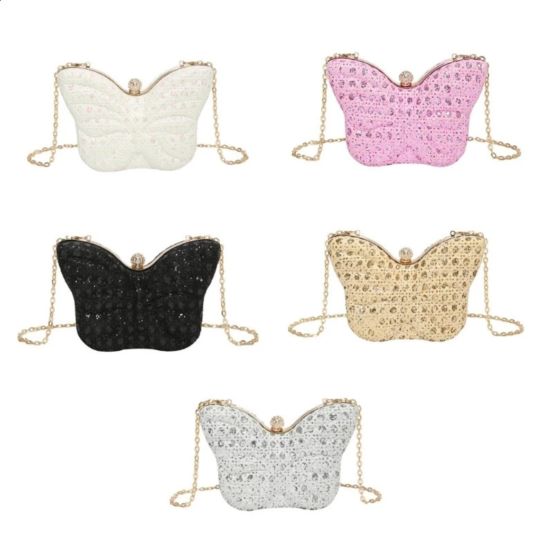 Womens shoulder bag chain strap butterfly cross wallet mini night 240823